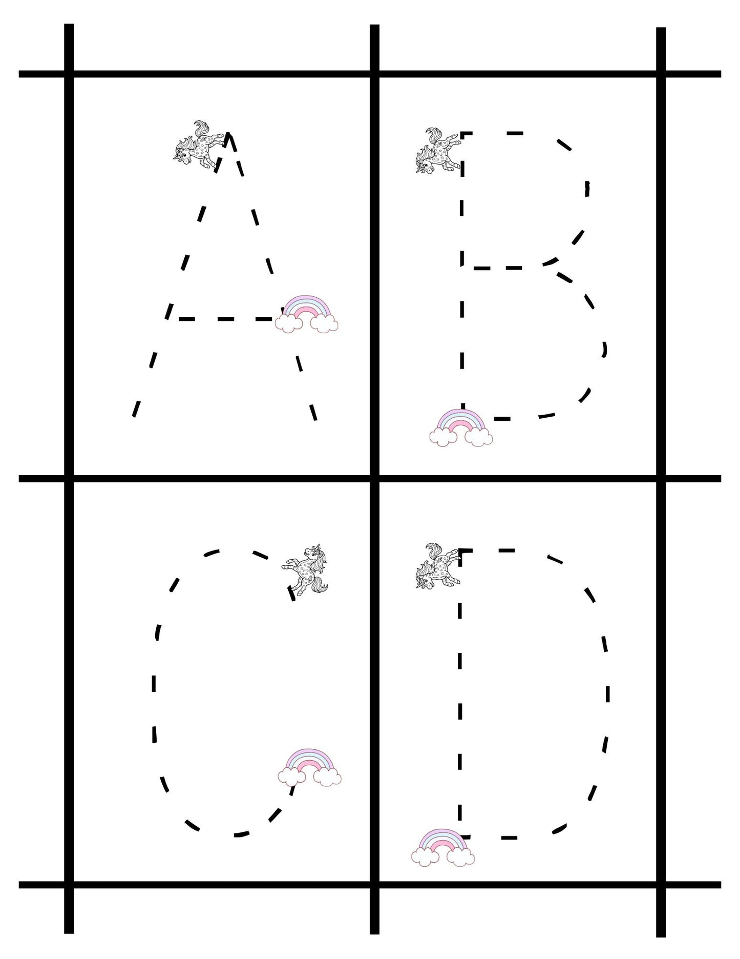 Unicorn - Uppercase Letter Tracing Practice