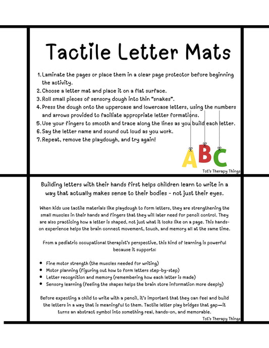 Upper + Lowercase Tactile Letter Mats