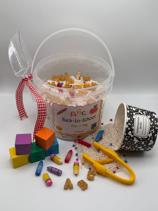 “Back-to-School” Pour + Play Bucket